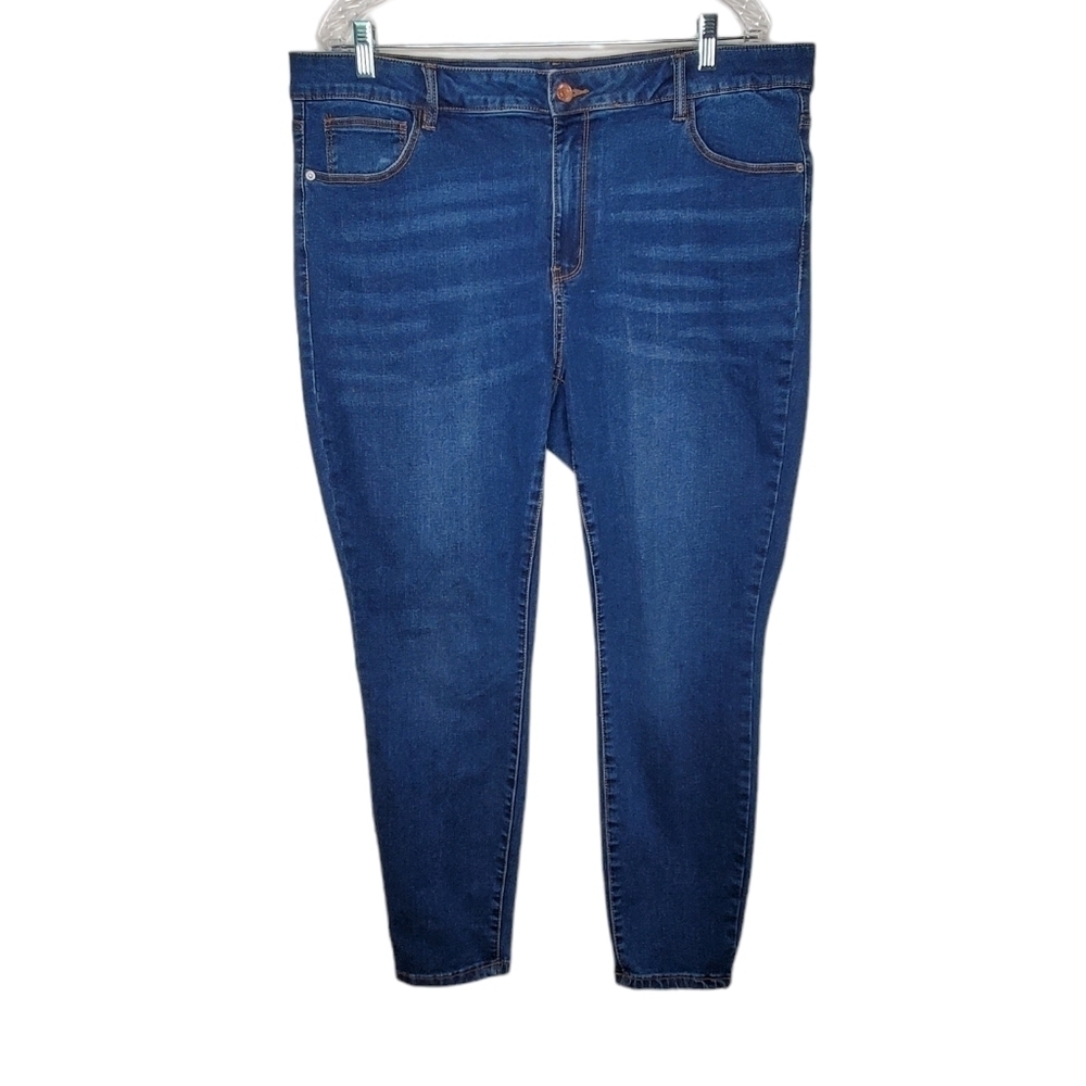 Dex Skinny Jeans, Medium Blue Wash, High Rise Mom Jeans Sz 18